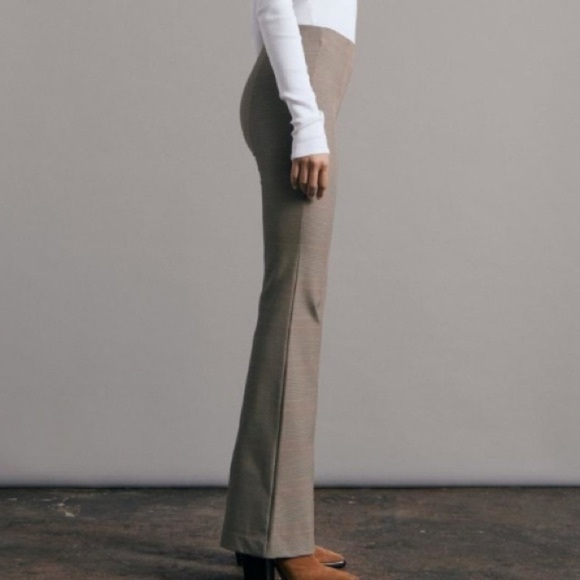 Rag & Bone Plaid Flare Pants in Gray and Brown Size 8 Back Zipper Stretch - Picture 3 of 16